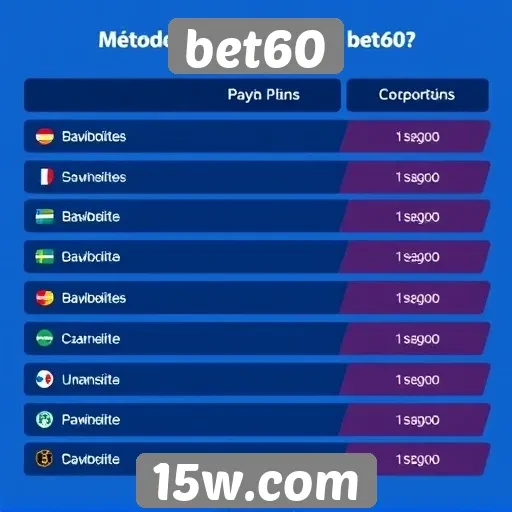 Métodos de pagamento aceitos no bet60